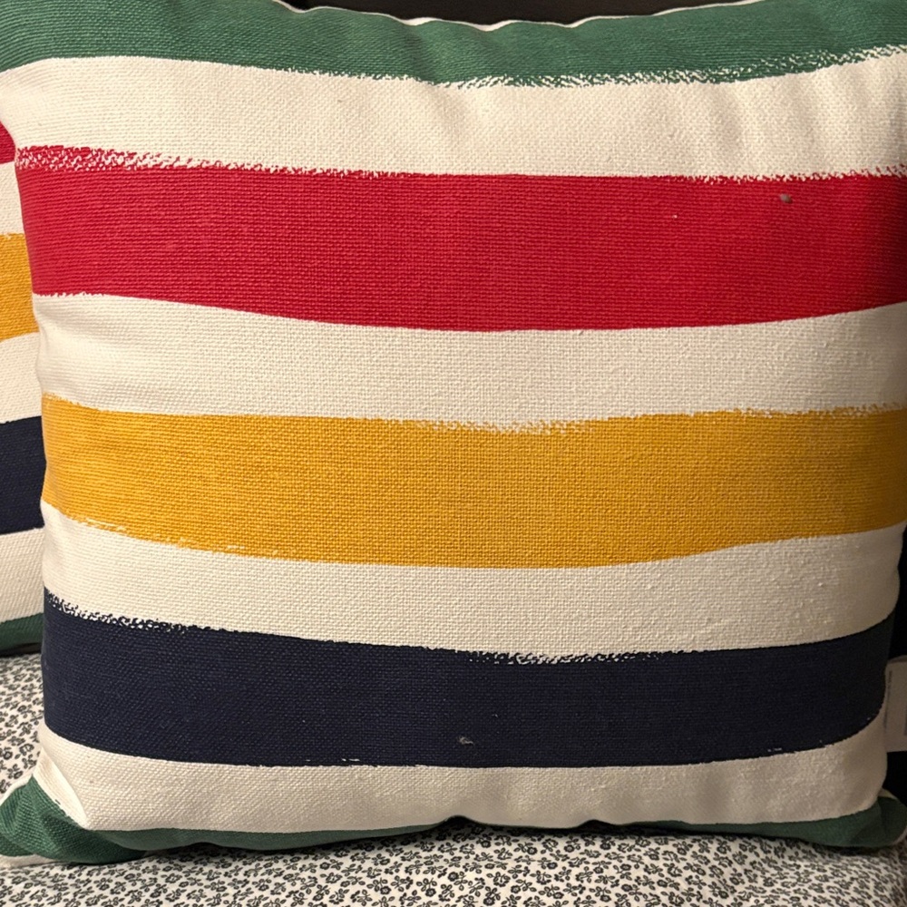 HBC Stripes throw pillow on Multicolor Fabric